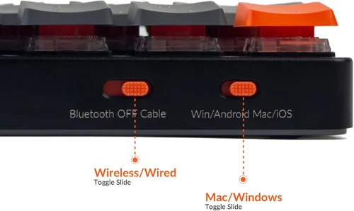 Vista 5 de Keychron K7 teclado mecánico inalámbrico ultra delgado con Bluetoothcable de 68 teclas con interruptor mecánico marrón Gateron retroiluminación LED