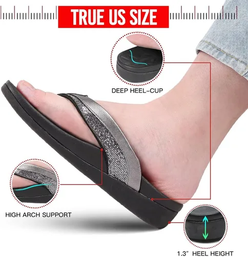 Vista 3 de MEGNYA Comfortable Walking Flip Flops Women, Orthopedic Sandals with Arch Support, Flat Feet Pain Relief Sandals