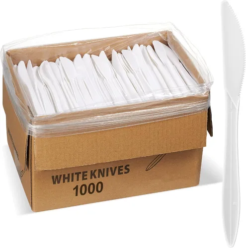 Vista 13 de 1,000 cubiertos de plástico desechables paquete de variedad a granel de peso mediano color negro incluye 334 tenedores, 333 cuchillos, 333 cucharas