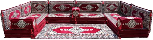 Vista 76 de arabicsofa Cojines de piso árabe en forma de U – Sofá tradicional Majlis con sofá otomano