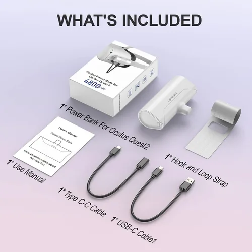 Vista 6 de 4800mAh Extended 2 Hours Playtime for Oculus Quest 2 Zanpolin 4800mAh Pocket Power Bank for OculusMeta Quest 2 and Quest Elite Strap Type-C Phone