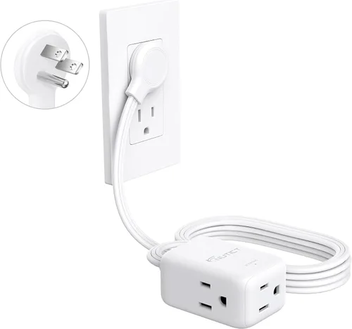 Vista 20 de NUTICT Cable de extensión corto de 6 pulgadas, extensor de 3 salidas con protector de sobretensiones 900J, 15A/1875W, certificado ETL, divisor