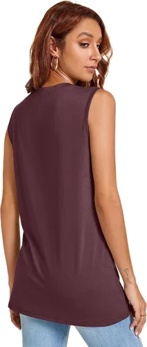 Vista 7 de JOELLYUS Camisetas sin mangas para mujer, estilo casual, cuello redondo, sin mangas, ajuste holgado, camisetas tipo túnica básicas