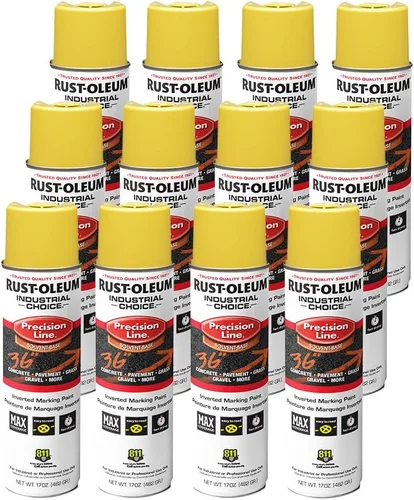Vista 18 de Rust-Oleum 203035-12PK Pintura en aerosol invertida industrial a base de agua, 17 onzas, naranja alerta APWA, paquete de 12 unidades APWA Alerta