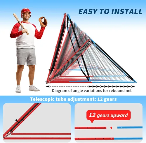 Vista 5 de 2-in-1 Baseball Pitching and Rebound Net, Trainer and Return Screen for Pitching Practice