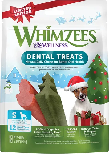 Vista 11 de WHIMZEES by Wellness Stix - Masticables dentales naturales para perros, golosinas de larga duración, sin granos, refresca el aliento, raza extra