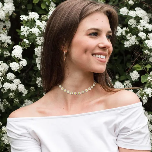 Vista 7 de Long tiantian Collar de margaritas para mujer, bonito collar de verano, gargantilla de flores, collar de margaritas de primavera para mujer, cosas