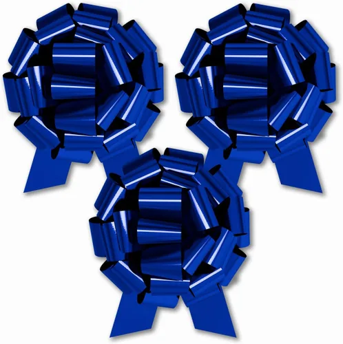 Vista 14 de Lazo de regalo grande azul de 12 pulgadas, lazo metálico con cuerda de tirar perfecto para envolver regalos, grandes presentes, autos, bicicletas