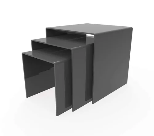 Vista 51 de FixtureDisplays® One Riser Combo - Cubo de 2 pulgadas de 3 caras con pedestal de plexiglás negro Lucite acrílico, accesorios para exhibición