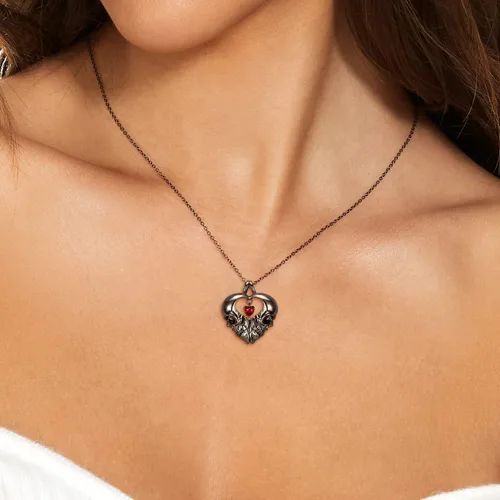 Vista 2 de AIEGNOS Skull Necklace for Men Women 925 Sterling Silver Black Gold Skull Gothic Punk Necklaces Jewelry for Unisex Couple Birthday Christmas Gifts