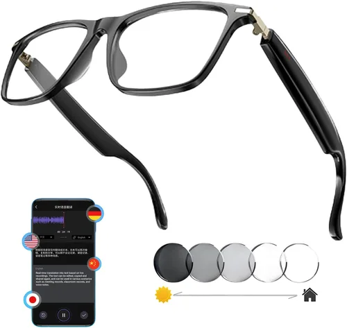 Vista 10 de Lentes de traducción Bluetooth inalámbricos inteligentes AI para hombres/mujeres con altavoces/Bluetooth y más de 140 idiomas traducción