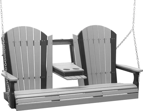 Vista 26 de LuxCraft Adirondack - Columpio colgante para porche delantero de 5 pies con consola abatible, asientos hasta 3, banco de columpio de patio al aire