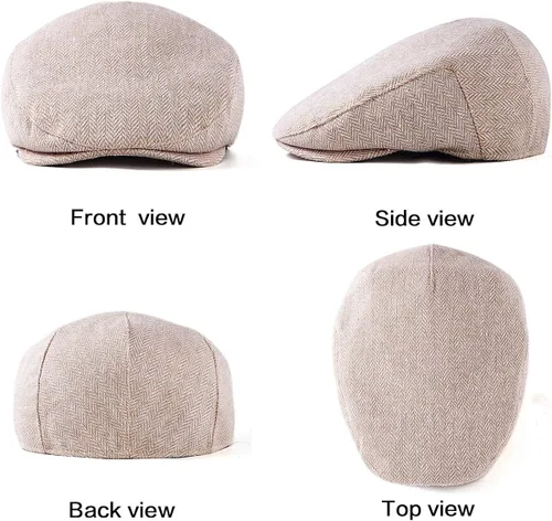 Vista 5 de Hombres Ivy Gatsby Newsboy Cap - Classic Wool Blend Tweed Flat Cap Cabbie Hat Hombres