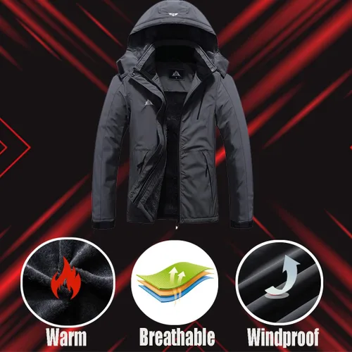 Vista 5 de Chaqueta de esquí impermeable para mujer, resistente al viento, cortavientos, abrigo de nieve cálido con capucha