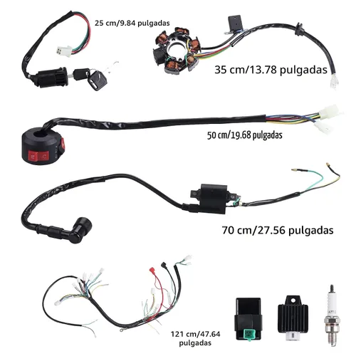 Vista 5 de Arnés de cableado completo, bobina, estátor, solenoide, relé CDI, bujía para ATV de 4 tiempos de 50cc, 70cc, 90cc, 110cc, 125cc. Go Kart, Pit Quad