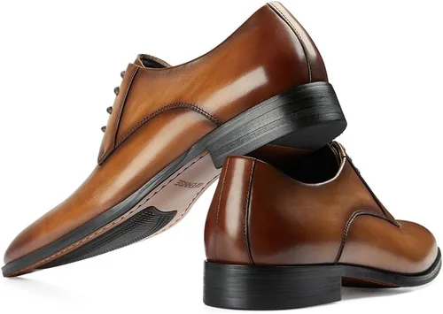 Vista 5 de Zapatos Oxford de vestir GIFENNSE, para hombre, hechos a mano, de cuero, modernos, clásicos, con agujetas y forro de piel.