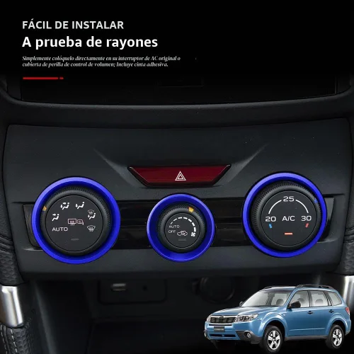 Vista 3 de Auovo Cubiertas de Anillo Exterior para Perilla de Control del Clima AC Accesorios para Subaru Crosstrek 2018-2022 2023 / Impreza 2017-2023 Azul