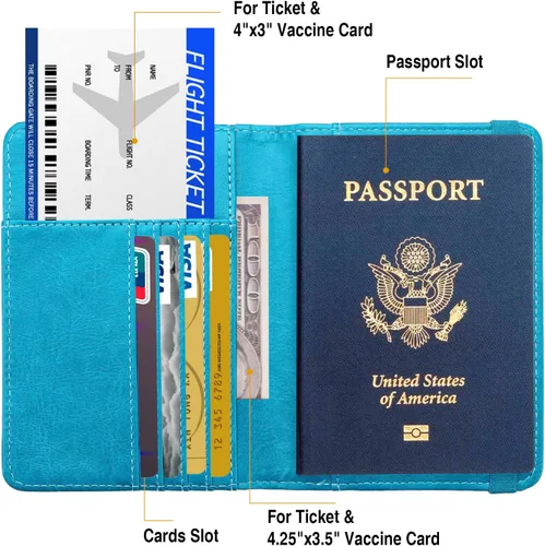 Vista 3 de Tarjetero para pasaporte, Azul-cielo, Bloqueo RFID