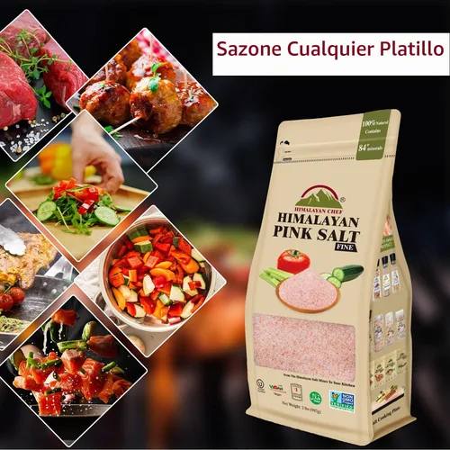 Vista 4 de Himalayan Chef - Sal rosa del Himalaya, grano fino, bolsa de 2 libras