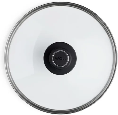 Vista 22 de Woll Tempered Glass with Stainless Steel Rim and Vented Knob Round Lid, 12", Clear