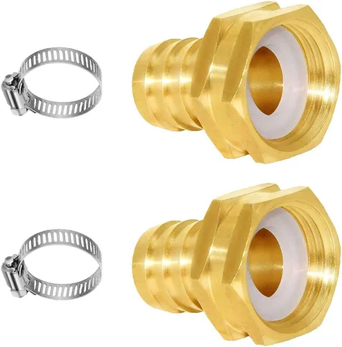 Vista 21 de Joywayus 1/2" Barb x 3/4" Hembra GHT Rosca Giratoria Hexagonal Latón Jardín Manguera de Agua Conector de Cobre con Abrazadera de Acero Inoxidable