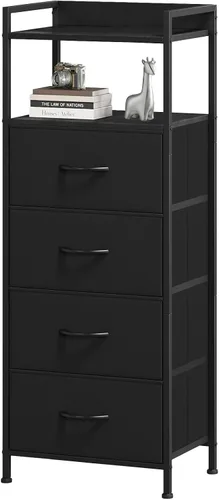 Vista 15 de Somdot - Mesita de noche con 3 cajones, cómoda con contenedores de tela para dormitorio, pasillo, entrada, mueble de mesa auxiliar junto a la cama.