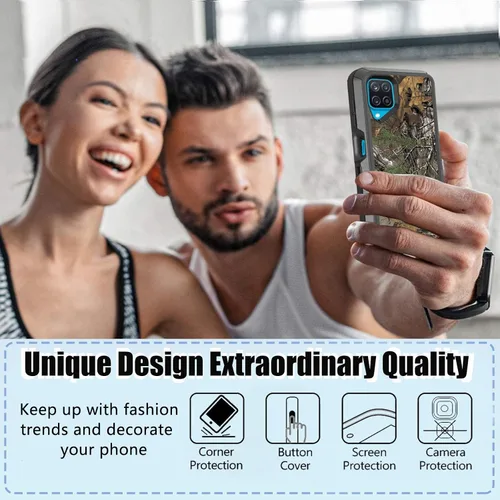 Vista 4 de Funda compatible con Samsung Galaxy A12 – Camo resistente a prueba de golpes con protector de lente de cámara [protección de grado militar]