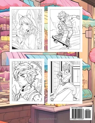 Vista 2 de Anime Coloring BookTeens Edition Manga & Kawaii Art Coloring Books Series. Cute for Girls and Boys. Suitable Desing to Color by Adults, Teenagers