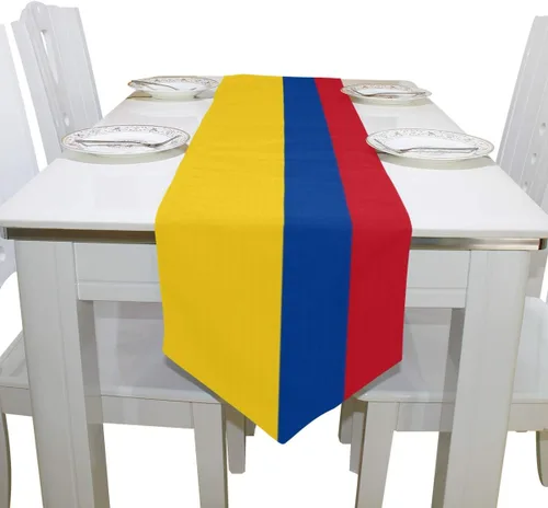 Vista 4 de Poeticcity Bandera de Colombia de doble cara oblonga de 13 x 90 pulgadas, camino de mesa para boda, comedor, cocina, mantel para decoración del hogar