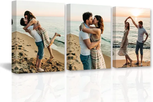 Vista 9 de DOARTDO Lienzo decorativo para pared, 3 paneles, impresiones en lienzo personalizadas con fotos familiares de tu boda, decoración del hogar listo