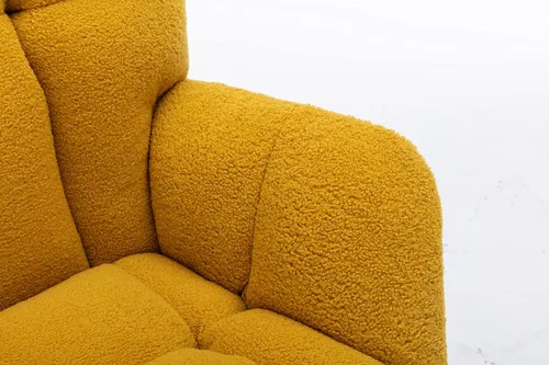 Vista 3 de 050 - Silla mecedora de tela de peluche para sala de estar interior, color amarillo