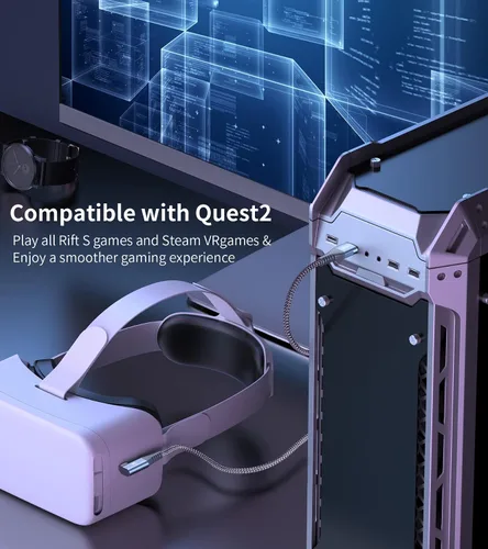 Vista 2 de Sweguard Cable de conexión de realidad virtual de 10 pies compatible con Oculus Quest 2 USB 32 Gen 1 USB A a USB C con transferencia de datos