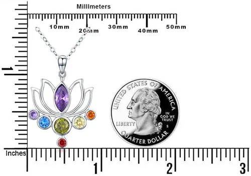 Vista 7 de TANGPOET Chakra Necklace Sterling Silver Lotus Pendant Necklace Healing Crystal Dragonfly Jewelry Birthday Christmas Gifts for Women Mom Daughter