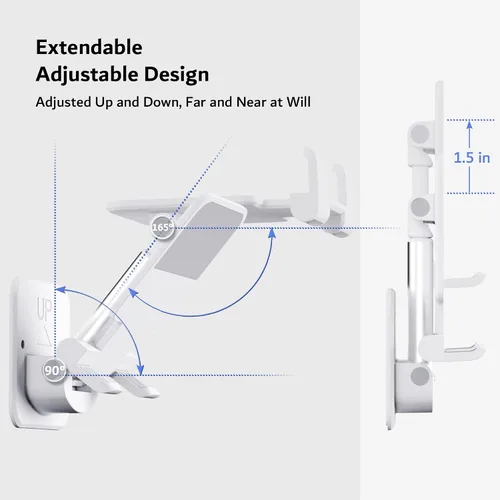 Vista 2 de pzoz Soporte de pared para teléfono celular, extensible y ajustable para espejo, baño, ducha, dormitorio, cocina, caminadora, compatible con iPhone