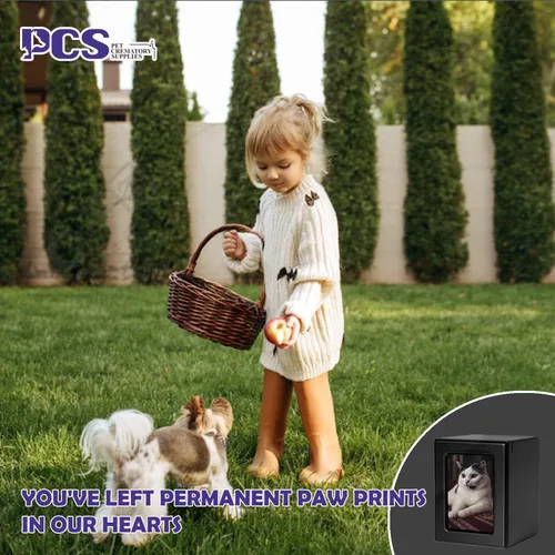 Vista 6 de PCS Urnas de mascotas para gatos, urna de foto de gato, urnas de gato para cenizas, caja de cremación para mascotas, color negro, pequeña