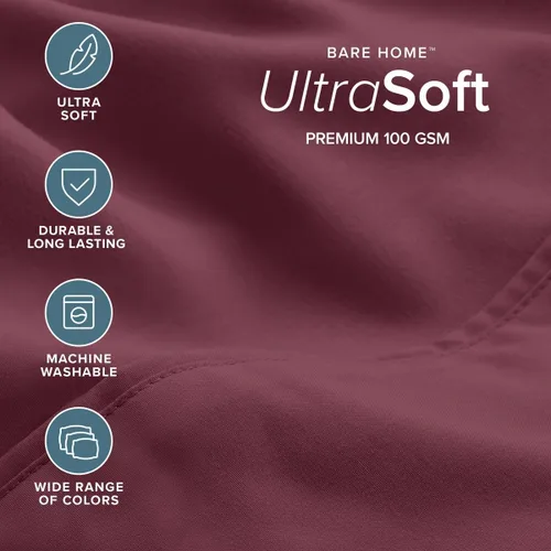 Vista 31 de Bare Home Sheet Set 1800 Ultra-Soft with 2 Pillowcases (Twin XL, Dark Blue)