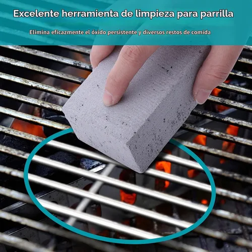 Vista 3 de HaSteeL Ladrillo de limpieza de parrilla, piedra pómez de plancha para eliminar manchas, kit de 4, accesorios de limpieza de bloques de parrilla