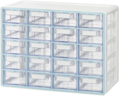 Vista 14 de Blue Ginkgo Gabinete grande de 12 cajones, organizador transparente apilable para hardware, cuentas, ladrillos de plástico, oficina y almacenamiento