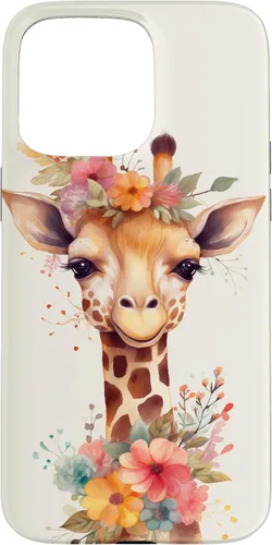 Vista 31 de Cute Giraffe with Flowers Giraffe Floral Case for iPhone 17