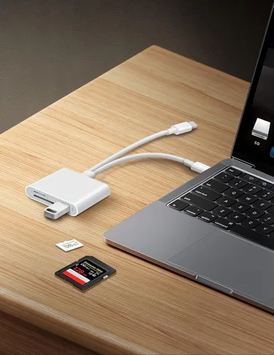 Vista 8 de Lector de tarjetas SD para iPhone iPad Lightning USB-C Adaptador de tarjeta de memoria de doble conector con ranuras dobles y puerto USB Visor
