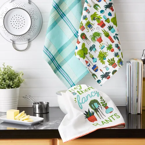 Vista 6 de DII You Grow Girl Collection Decorativo, lavable a máquina, juego de paños de cocina, 18 x 28 pulgadas, plantas elegantes, 3 piezas