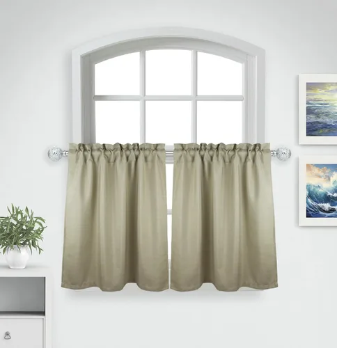 Vista 13 de Aiking Home Cenefas de ventana – 2 paneles de poliéster sólido cenefas de cocina con bolsillo para barra de 2.5 pulgadas para ventanas pequeñas