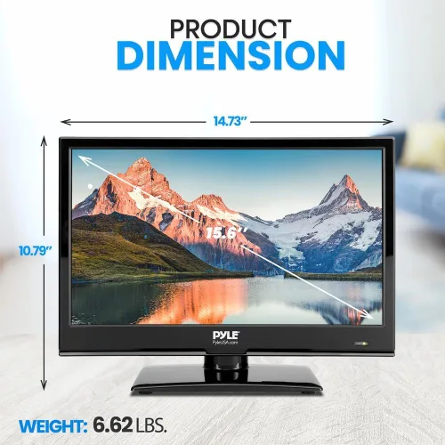 Vista 6 de Pyle Televisión LED RV de 15.6 pulgadas 1080p - Monitor de pantalla plana delgado FHD pequeño TV con HDMI, RCA, combo de disco multimedia/DVD
