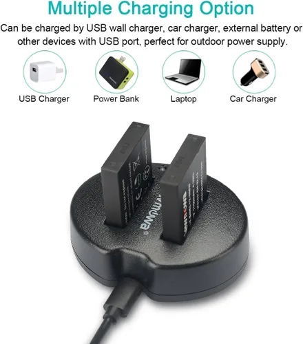 Vista 3 de Newmowa Paquete de 2 baterías de repuesto y cargador USB dual para Nikon EN-EL12 Compatible con Nikon Coolpix AW100 AW100s AW110 AW110s AW120 P330