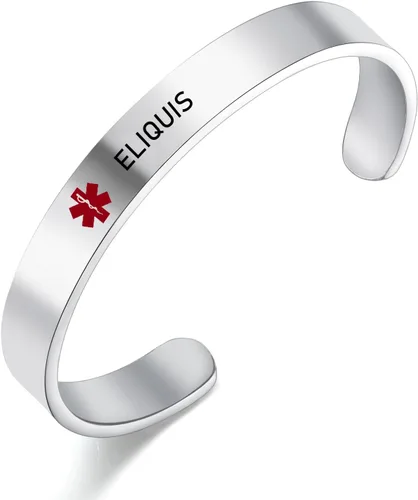 Vista 20 de LoEnMe Jewelry Pulseras de alerta médica personalizadas para hombres y mujeres, personalizable, grabado gratuito, acero inoxidable, pulsera