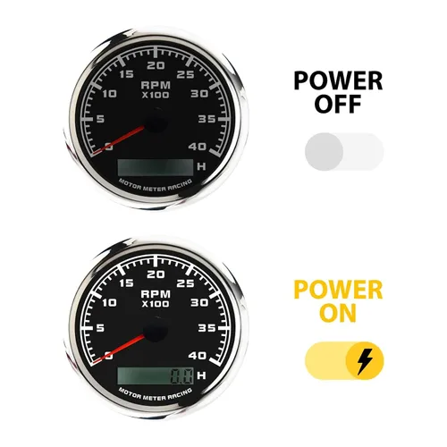 Vista 3 de MOTOR METER RACING Juego de 5 calibradores de la serie Pro W Panel de instrumentos tacómetro de 85 mm 3-3/8" 52 mm 2-1/16" Voltaje 12V Nivel