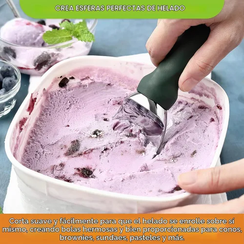 Vista 4 de Spring Chef - Cuchara profesional para helado con mango suave - Cuchara de helado resistente para masa de galletas, yogur congelado, gelato Verde