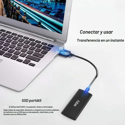 Vista 2 de Aiibe Disco Duro Externo SSD 256GB Disco Duro Externo USB C SSD Portátil, Hasta 500MB/s, USB 3.1, Disco Duro de Estado Sólido Externo 256GB