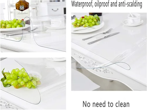 Vista 5 de Mantel transparente de PVC transparente para mesa, cubierta protectora de plástico impermeable para escritorio, almohadillas de mesa de vidrio