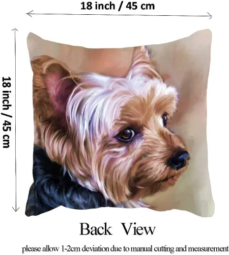 Vista 2 de Fundas de almohada personalizadas para perro Yorkie Yorkie, funda de almohada para perro, 18 x 18 pulgadas, algodón suave, Yorkshire Terrier, fundas
